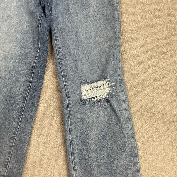 Kensie Womens 8/29 Jeans Blue Vintage Luxe Straight Leg Medium Wash Distressed - Picture 5 of 7